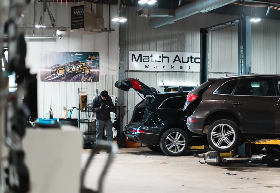 Mechanic servicing an engine